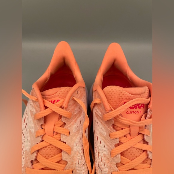 Hoka One One Clifton 8 Running Shoes Size 7 Cantaloupe/Silver Peony Orange Peach - Picture 11 of 11